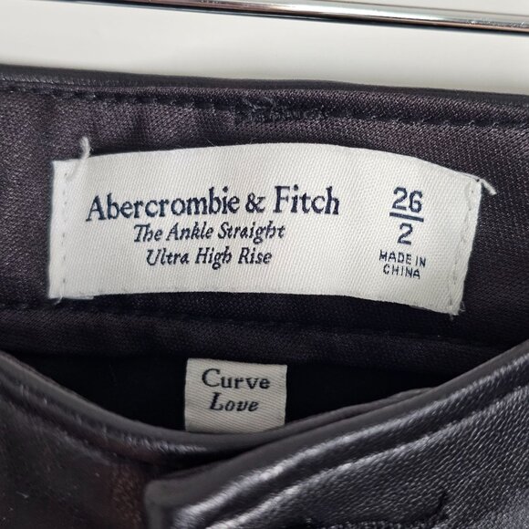 Abercrombie & Fitch Ankle Straight Ultra High Rise Pants Faux Leather Black 26/2 - Picture 4 of 11